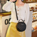 Lattice Pattern PU Leather Crossbody Bag Fashion Women Casual Mini Round Purse