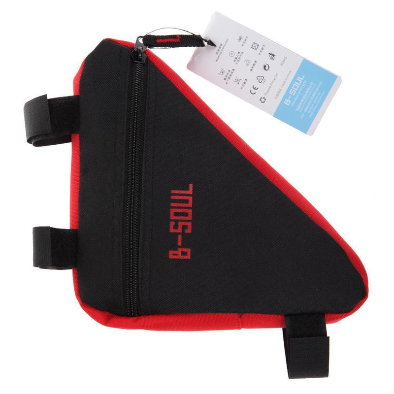 Triangle Cycling Front Tube Frame Pouch Bag Holder Saddle(Black+Red))