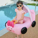 Kids Eco-friendly PVC Swimming Ring with Awning Side Wall Design (Pink)