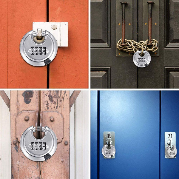 Door Warehouse Stainless Steel 4-Position Combination Disc Padlock Rust-Proof