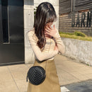 Women PU Leather Shoulder Bags Lady Embroidery Thread Solid Color Bag Purse Bag
