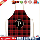 Plaid P Print Apron Linen Waterproof Cooking Bibs Chefs Pinafore (68X55CM)