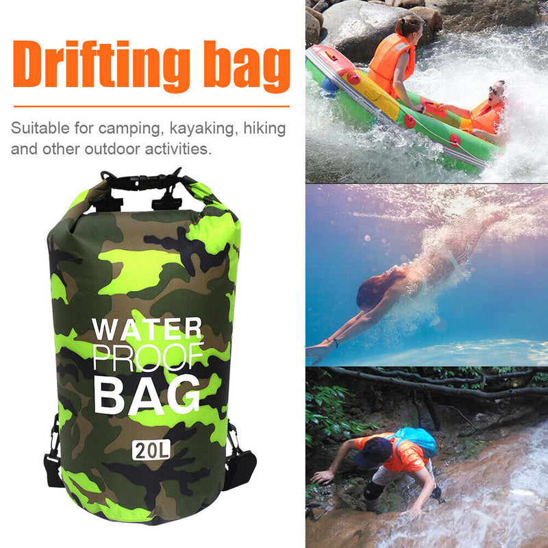 Outdoor Dry Bag Swimming Waterproof Sack for Boating Rafting (20L Green) Newly