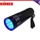 Black Mini Aluminum UV ULTRA PURPLE 9 LED Flashlight Flashlight Lamp L