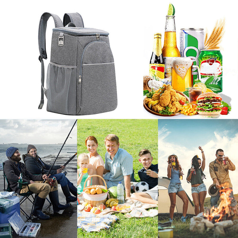 #A 30L Cooler Backpack Waterproof Shoulder Ice Bag Large Capacity Outdoor Equipm