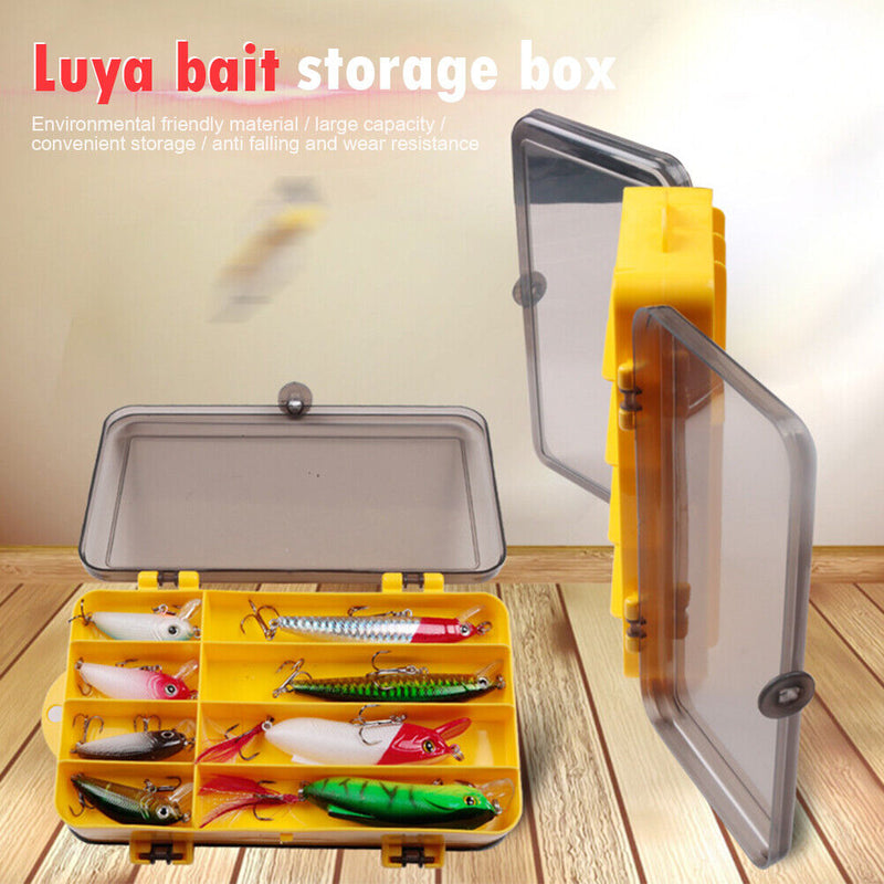 Double Side Fishing Lure Box Bait Case Organizer Lure Fishing Tool (Grey) Newly