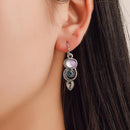 Water Drop Earrings Women Moonstone Dangle Ear Hook Jewelry Gift (Bright)