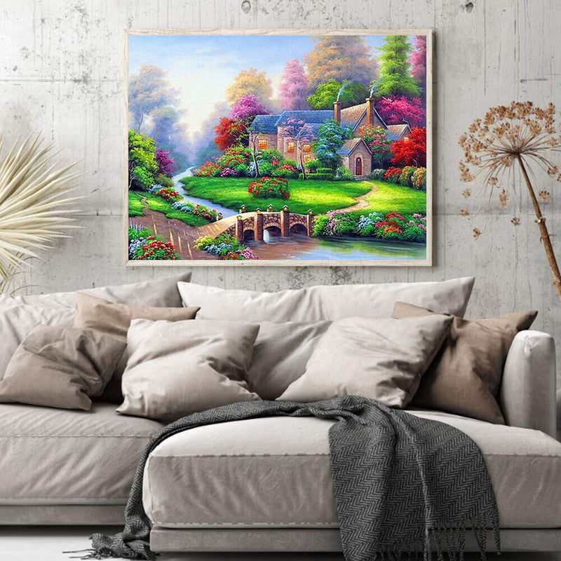 Hand Painted DIY Countryside View Oil Canvas Paint By Numbers Drawing Kit