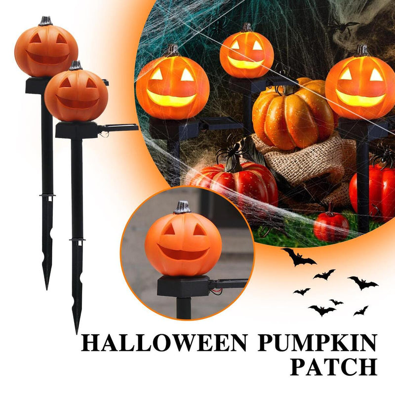2 Pack Solar Powered Jack-O-Lantern Gar Halloween Decorations Outdoor~