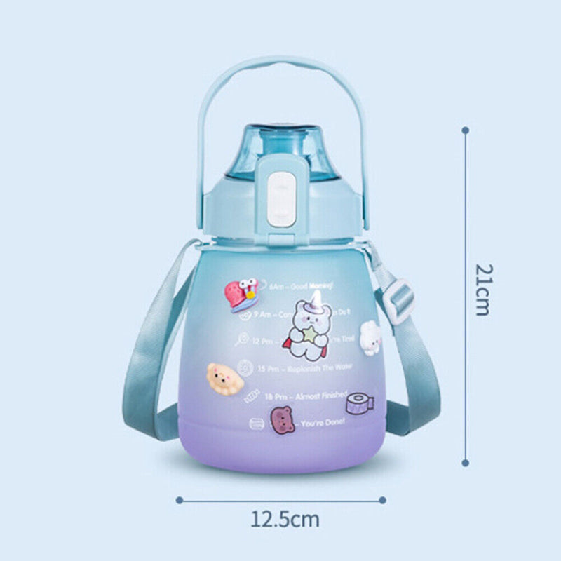 1.3L Large-capacity Water Bottle with Time Mark Leak-proof Cup for Outdoor Sp