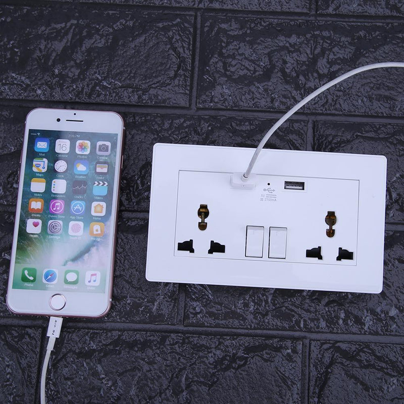 2.1A Wall Socket Dual USB Port Power Adapter Outlets Panel Universal Plug Newly