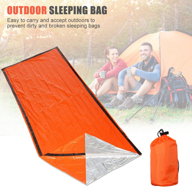 Outdoor Emergency Sleeping Bag Survival Sleep Pouch with Whistle (Orange) Newly