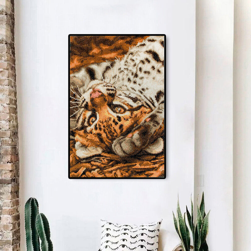 Full Embroidery Stamped Baby leopard DIY 11CT Eco-Cotton Thread Cross Stitc