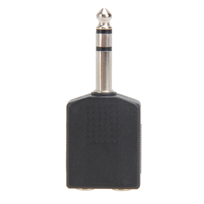 Stereo 6.35mm 1/4" 1 Male Plug to 2Mono Female Jack Audio Splitter Adapter Newly