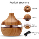 Essential Aroma Oil Diffuser Ultrasonic Wood Grain LED Light Room Air Humidifier