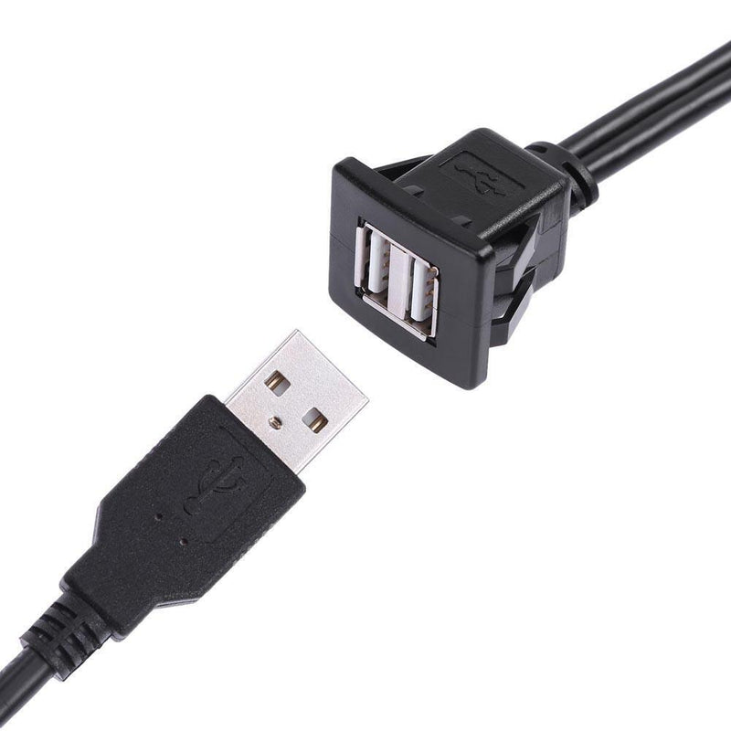 1M Dual USB 2.0 Built-in Female Adapter Port Extension Cable Car Car PC