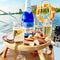 Camping Wine Picnic Table Folding Snack Table with Wine Bottle and Glass Hold