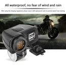 Motorcycle Handlebar Dual USB Charger with Voltmeter Thermometer (Yellow) Newly