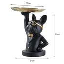 Nordic Luxury Bulldog Storage Statue Fruit Candy Tray Sculpture (Black) Newly
