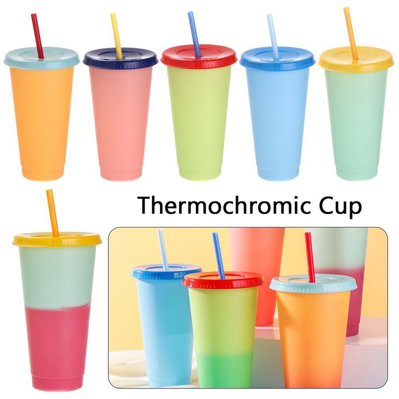 Discoloration Temperature Multicolor Drink Ware Plastic Cup Straw Cup Coffee