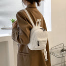 Women Mini Lamb Wool Solid Color Backpack Female Preppy Style Casual Rucksacks