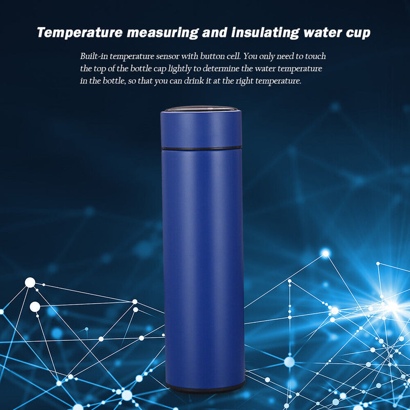 500ml Double-Layer Intelligent Temperature Insulation Water Bottle (Blue) Newly