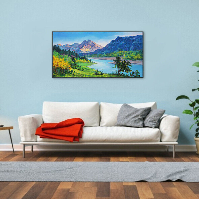Oil Paint By Numbers Mountain River Frameless Picture Craft Kit for Living Room