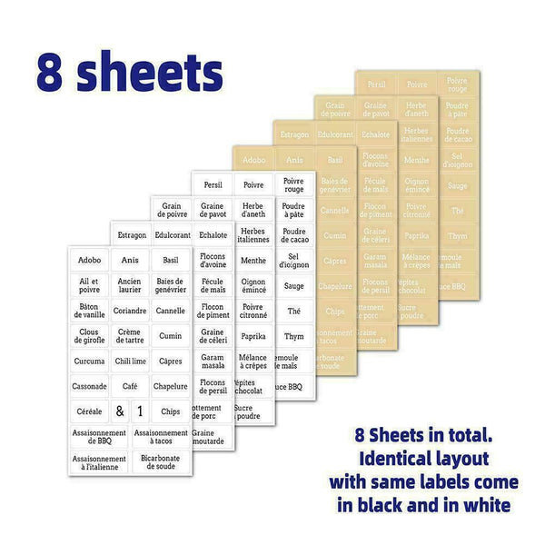 8 Sheets 208 PCS Creative Transparent Waterproof Spice/ P6D0 Labels Herb B8B8