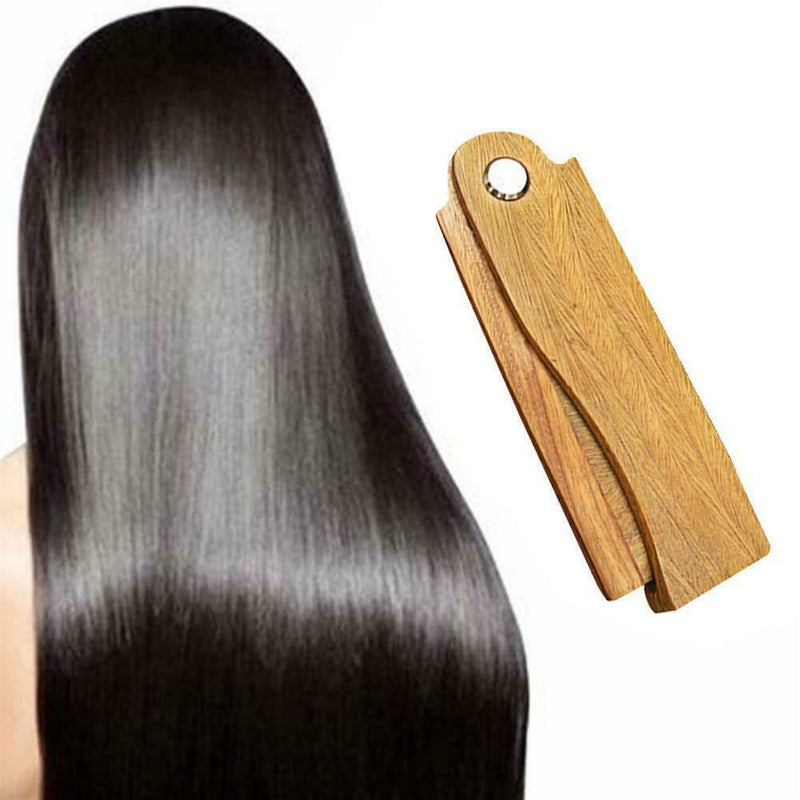 Pocket Wooden Folding Beard Mustache Comb Hair Brush Tooth Antistatic Wide E3L2