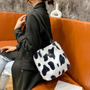 Female Plush Shoulder Bag Animal Pattern Shoulder Handbag Student School Satchel