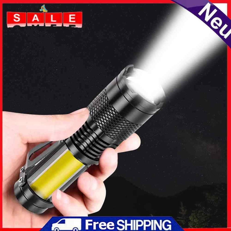 Mini Rechargeable LED Flashlight XPE + COB Lamp Beads Waterproof Pocket