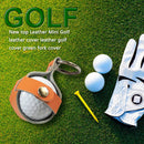 Golf Protective Cover Cowhide Golf Sports Training Ball Bag Holder (Orange)