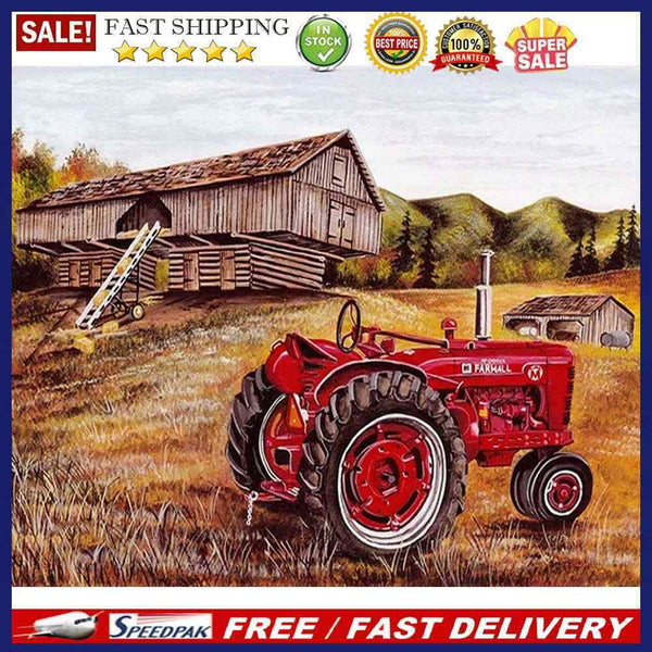 Oil Paint By Numbers Farm Car Frameless Picture Craft Kit for Home Living R