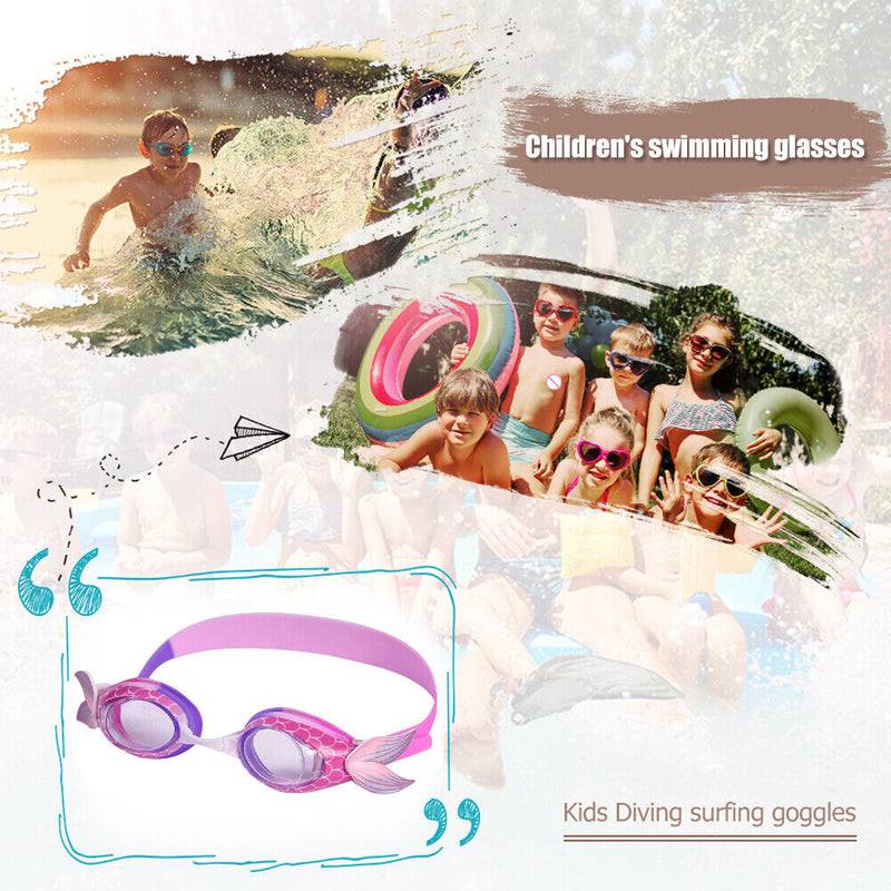 Mermaid Kids Silicone Swimming Goggles Waterproof Anti Fog Glasses (Pink)