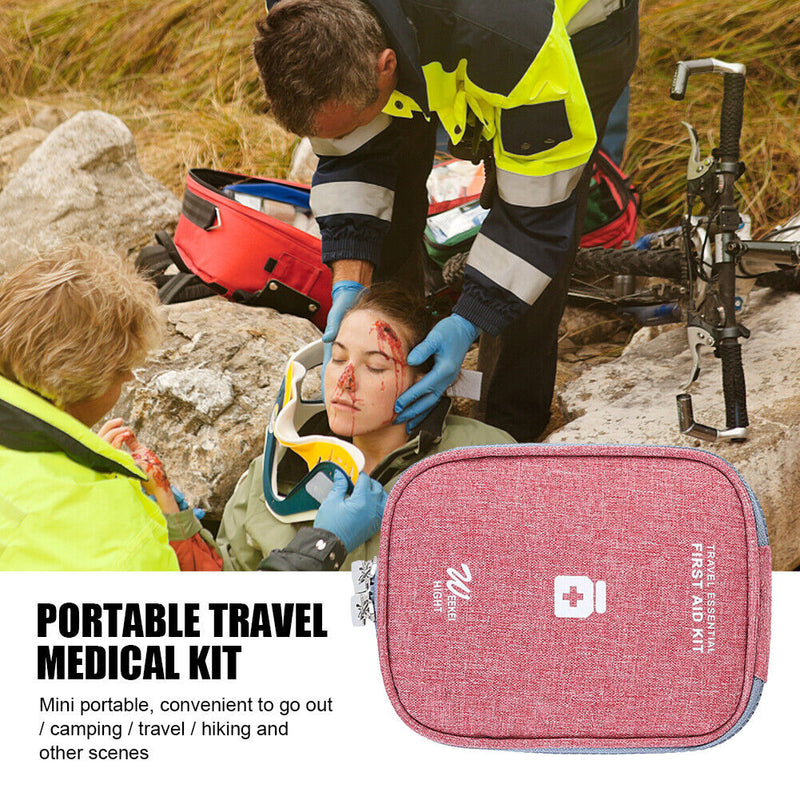 Outdoor First Aid Kit Bag Portable Medicine Storage Case (Red 14x11cm) Newly