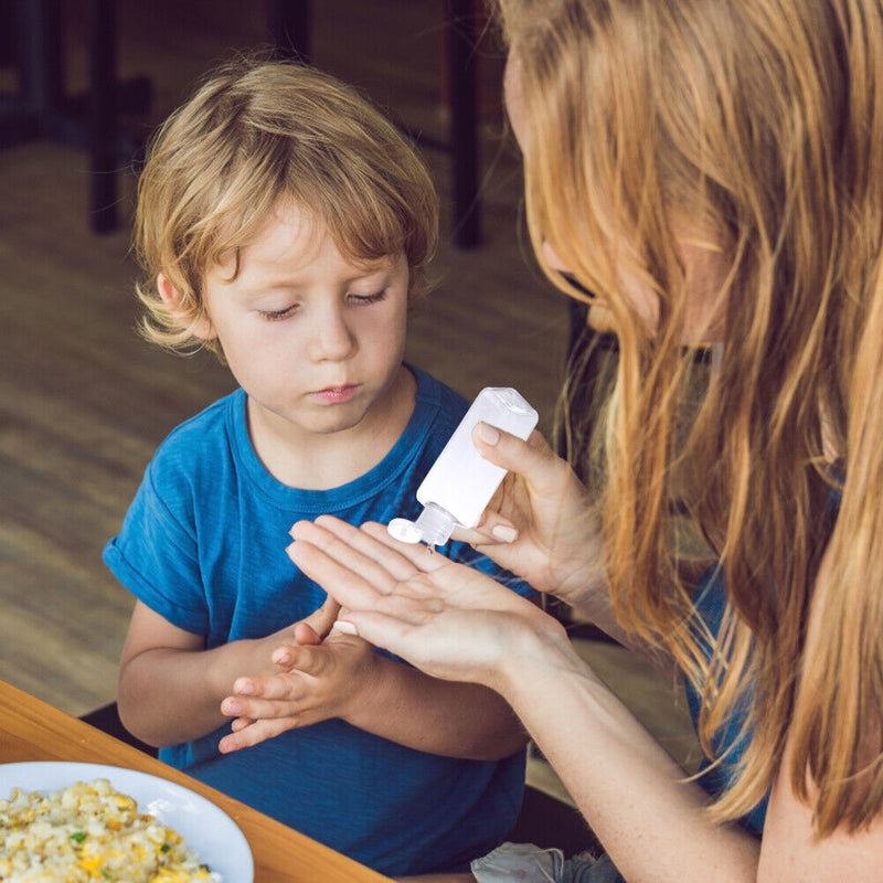 4pcs Travel Sub-Bottle 100ml Empty Plastic Flip Cap Split Bottles Funnel Set