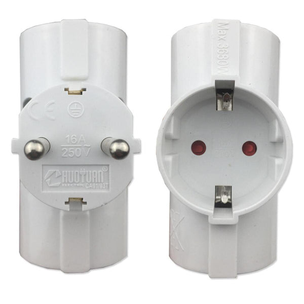 EU/DE Plug Triple Plug Protective Contact Multiple Plug Power Adapter~