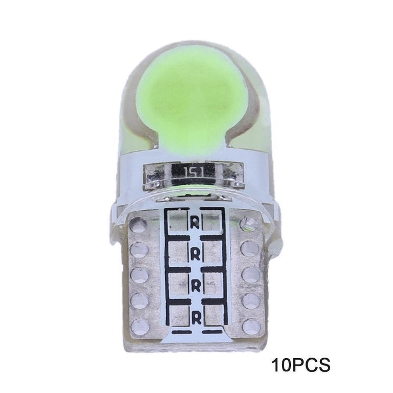 10pcs 12V T10 W5W LED Lamp COB Silicone Shell Car Turn Side Lamps(Green) Newly