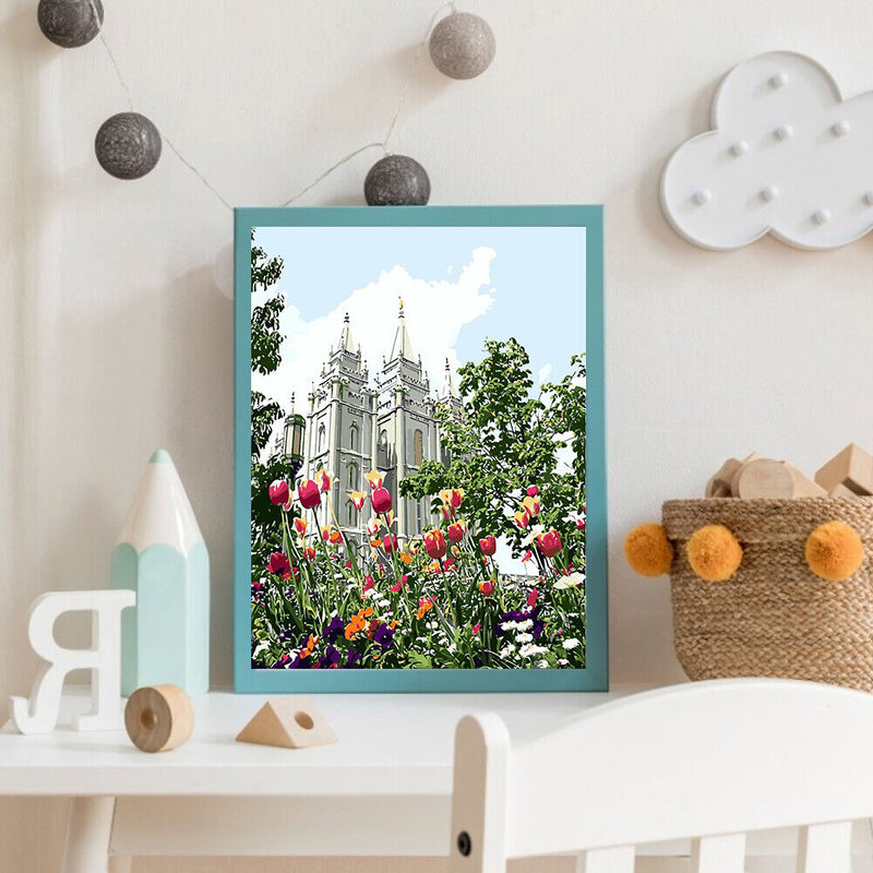 Garden Castle Oil Paint By Numbers DIY Handpainted on Canvas Wall Art Picture