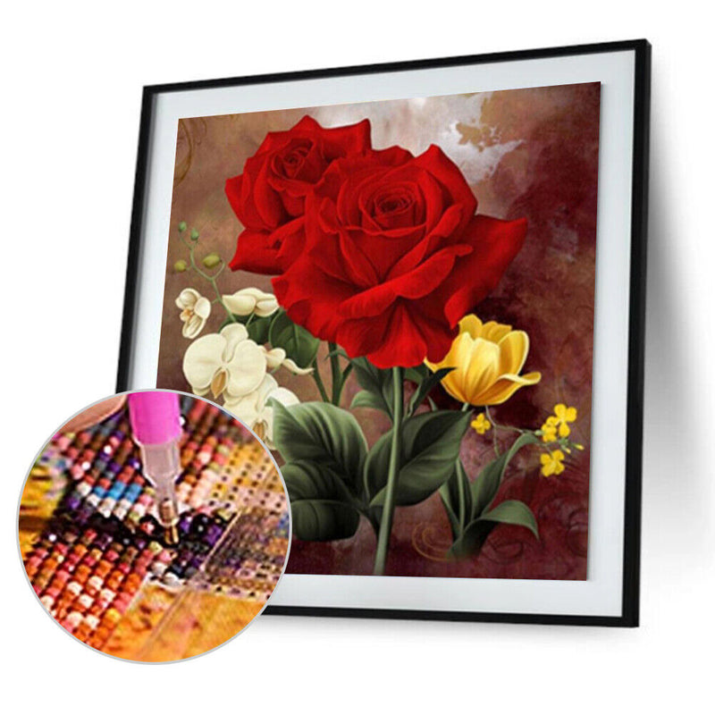 DIY 5D Diamond Embroidery Red Rose Flower Painting Cross Stitch Wall Decor Newly