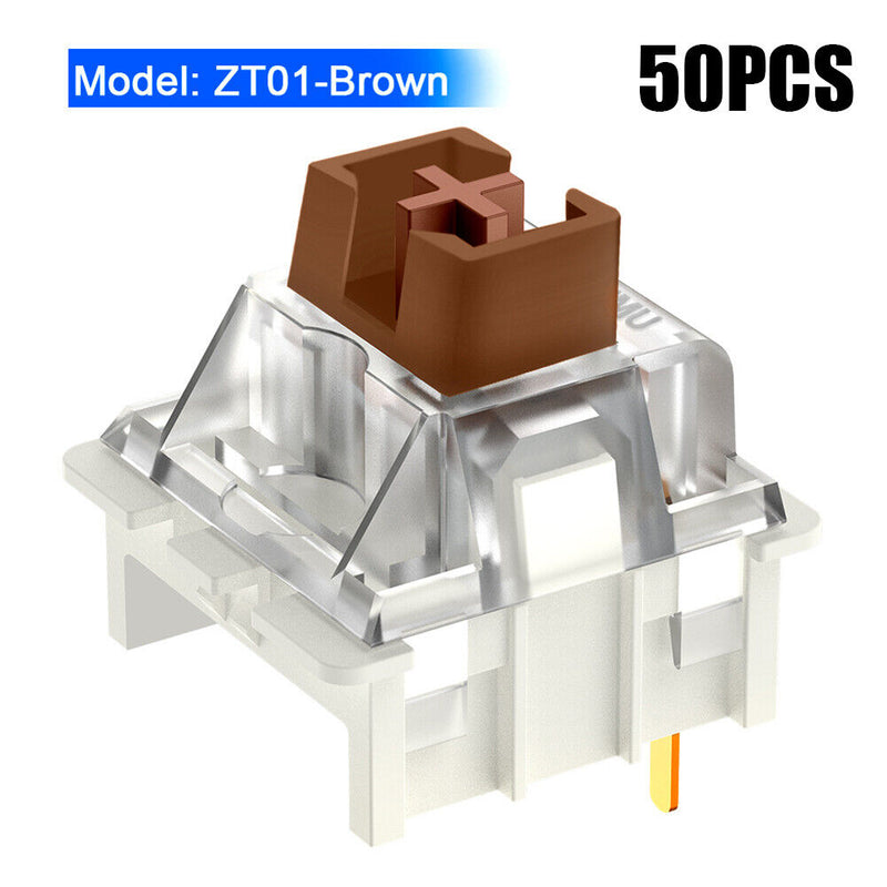 50pcs 3 Pin Silent RGB LED Tactile Switch for Mechanical Keyboard (Coffee)