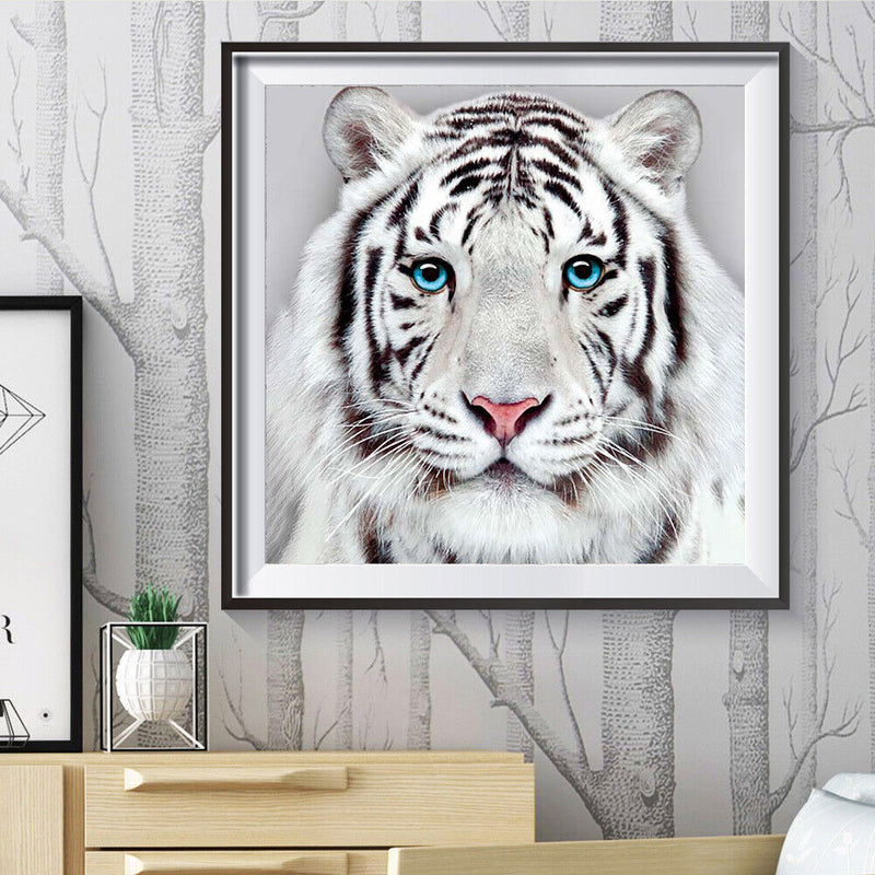 5D Diamond Painting Kit White Tiger Full Round Drill DIY Decorative Rhinestone