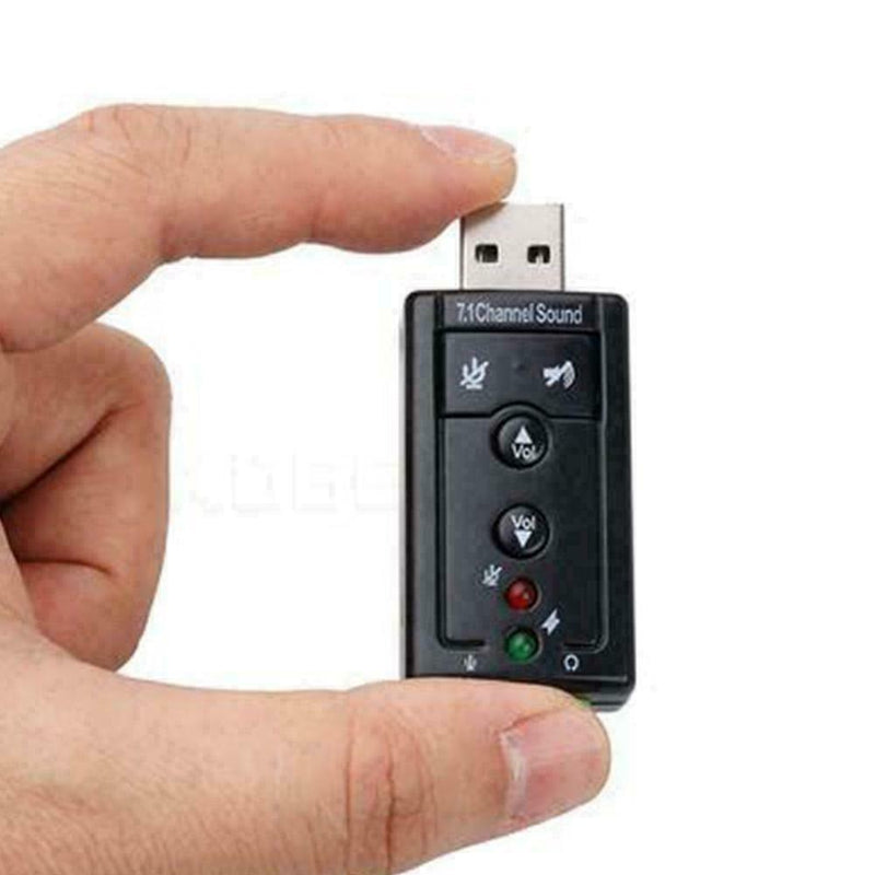 USB PC Laptop To Mic Speaker Headphone 7.1 Channel Audio Adapter Card Sound E1G9