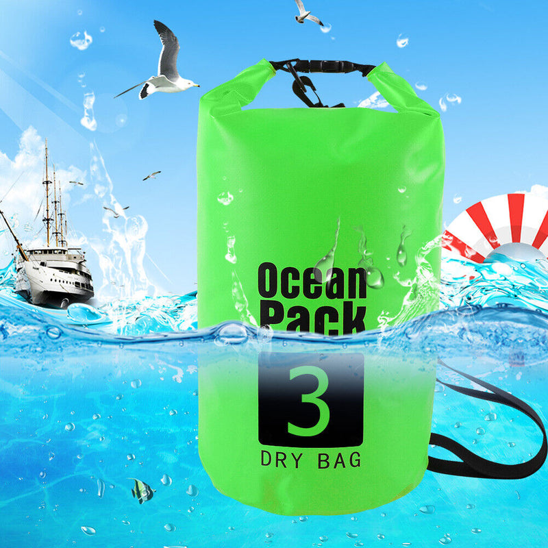 Waterproof Dry Bag Pack Sack Swimming Kayaking River Trekking (3L Green) Newly