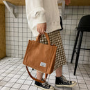 Retro Corduroy Messenger Handbag Female Portable Casual Shoulder Top-handle Bag