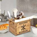 Wooden Cutlery Basket Kitchen Fork Chopstick Bucket Drainer Storage Box Newly
