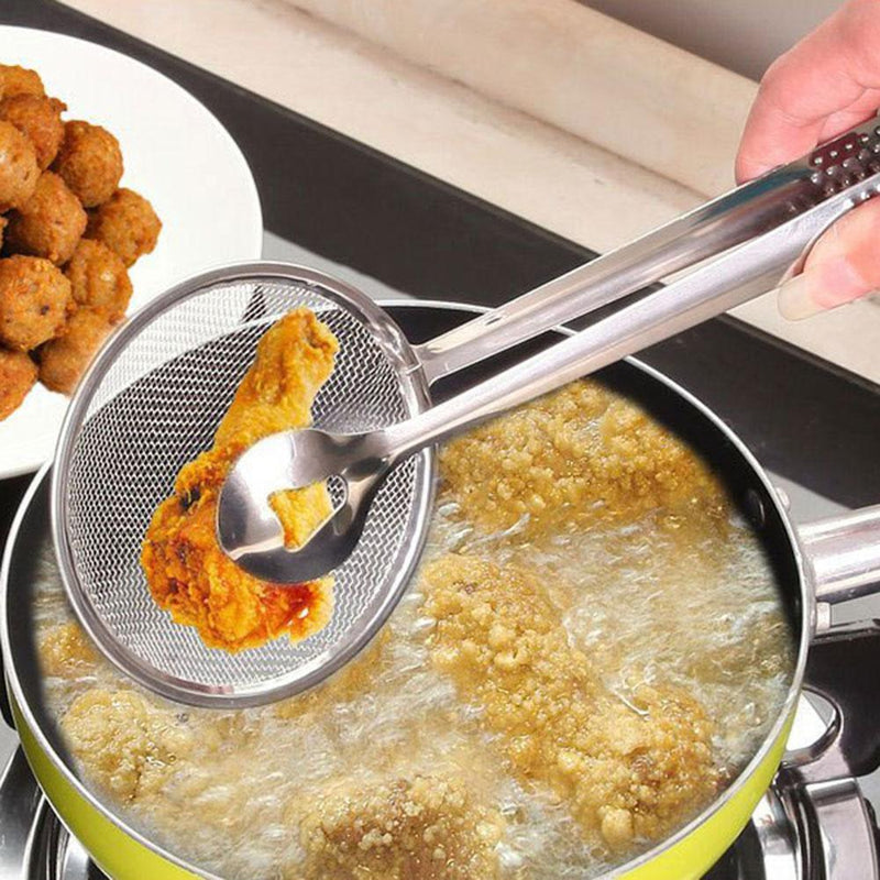 Stainless Steel Oil Food Strainer Filter Spoon Snack Clip Kitchen 4pcs