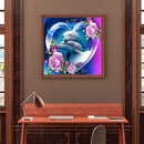 5D DIY Diamond Drawing Love Dolphin Kits Full Square Drill Wall Rhinestone Decor