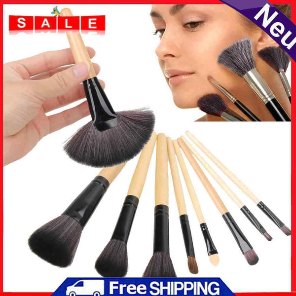 24pcs Portable Makeup Brush Set Nylon Makeup Tools Set Wooden Handle Brushes