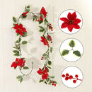 Red Berries Christmas Flower Garland Holly Leaves Rattan Home Decoration